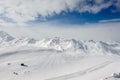 Alpine winter mountain landscape. French Alps with snow.