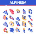 Alpinism Isometric Icons Set Vector