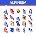 Alpinism Isometric Icons Set Vector