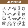 Alpinism And Mountaineering Equipment Vector Linear Icons Set Royalty Free Stock Photo