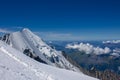 Alpinist attempting the Montblanc summit in the Alps