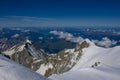 Alpinist attempting the Montblanc summit in the Alps