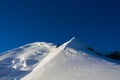 Alpinist attempting the Montblanc summit in the Alps