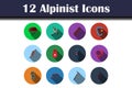 Alpinist Icon Set Royalty Free Stock Photo