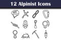 Alpinist Icon Set Royalty Free Stock Photo