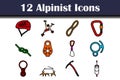 Alpinist Icon Set Royalty Free Stock Photo