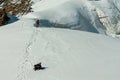 Alpinist team on the glacier at high altitude snow mountains