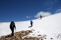 Alpinists at the climbing in Caucasus mountains