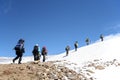 Alpinists at the climbing in Caucasus mountains