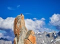 Alpinists climbing on rocks at Aiguille du Midi, Chamonix, France