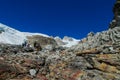 Alpinists team in high mountain glacier in Himalayas