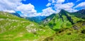 Alplsee and Rote Spitze Mountain at Tannheimer Tal with the Vilsalpsee in the background, beautiful mountain scenery in Alps at