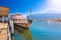 Alpnachstad Swiss Alps village on Luzern lake boat pier and landscape view Royalty Free Stock Photo