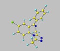 Alprazolam molecule isolated on grey