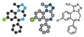 Alprazolam sedative and hypnotic drug (benzodiazepine class), chemical structure