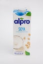 Alpro Soya milk against a white studio background