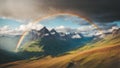 Alps Arcadia: Nature\'s Canvas Adorned with a Rainbow