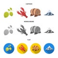 Alps, a barrel of beer, lobster, hops. Oktoberfest set collection icons in cartoon,flat,monochrome style vector symbol Royalty Free Stock Photo