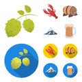 Alps, a barrel of beer, lobster, hops. Oktoberfest set collection icons in cartoon,flat style vector symbol stock