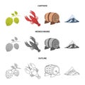 Alps, a barrel of beer, lobster, hops. Oktoberfest set collection icons in cartoon,outline,monochrome style vector Royalty Free Stock Photo