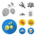 Alps, a barrel of beer, lobster, hops. Oktoberfest set collection icons in monochrome,flat style vector symbol stock