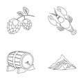 Alps, a barrel of beer, lobster, hops. Oktoberfestset collection icons in monochrome style vector symbol stock