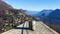 Alps and Lugano city from lookout point on Mount Bre
