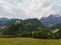 Alps mountain castle summer view Royalty Free Stock Photo