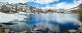 Alps mountain lake (spring panorama). Royalty Free Stock Photo