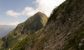 Alps mountain meadow tranquil summer view. Mountain valley village landscape summer. Mountain village view. Village in mountains. Royalty Free Stock Photo