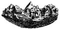 Alps Mountains. Chamonix-Mont-Blanc peaks. Vintage rock, old highlands range. Hand drawn vector outdoor sketch in
