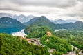 Alps mountains and Hohen Schwangau castle in Germany