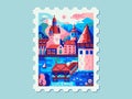 Alps Mountains Town Lucerne Vintage Travel Mark