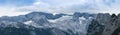 Alps, Panorama of Austrian Mountain With Snow And Ice, Mountain Peak above Clouds