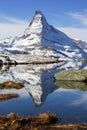 Alps Peak Matterhorn and Stellisee Lake, Switzerland