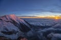 Alps snow mountain ridge above the clouds Royalty Free Stock Photo