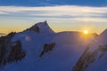 Alps snow mountain ridge at sunset Royalty Free Stock Photo