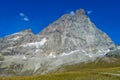 Alps snow mountains in Italy, Matterhorn or Monte Cervino and Monte Rosa area summits