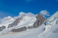 Alps snow mountains in Italy, Matterhorn or Monte Cervino and Monte Rosa area summits