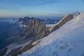 Alps snow ridge of Montblanc at sunset Royalty Free Stock Photo