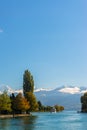 Alps and Thun lake near Spiez Royalty Free Stock Photo