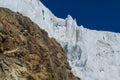 Alps traverse knife edge snow ridge glacier walk and climb Royalty Free Stock Photo