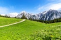 Alps view path trough summer mountain landscape in Tyrol, Austria