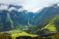 Alps waterfall summer view