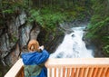 Alps waterfall summer view Royalty Free Stock Photo