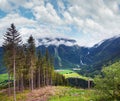 Alps waterfall summer view Royalty Free Stock Photo