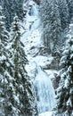 Alps waterfall winter view Royalty Free Stock Photo