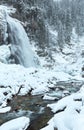 Alps waterfall winter view Royalty Free Stock Photo