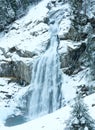 Alps waterfall winter view