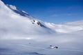 Alps Winter Panorama with the hut Royalty Free Stock Photo